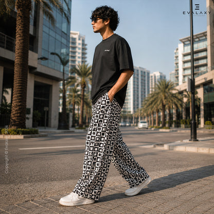 Retro Daisy Checkered Wide Leg Pants For Men And Women