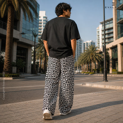 Retro Daisy Checkered Wide Leg Pants For Men And Women