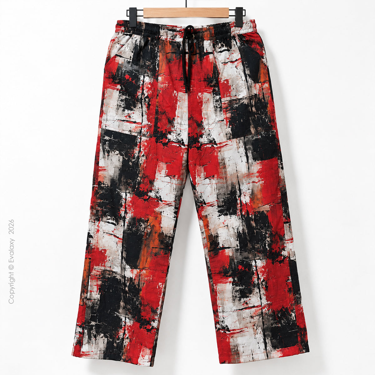 Crimson Chaos Abstract Wide-Leg Pants For Men And Women