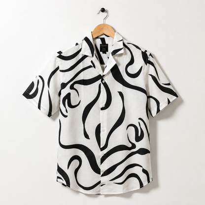 Men Random Black Zebra Print Shirt Without Tee