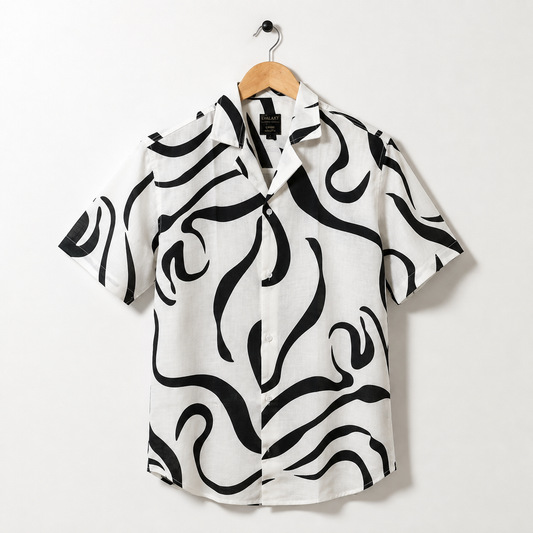 Men Random Black Zebra Print Shirt Without Tee