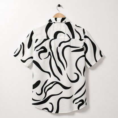 Men Random Black Zebra Print Shirt Without Tee