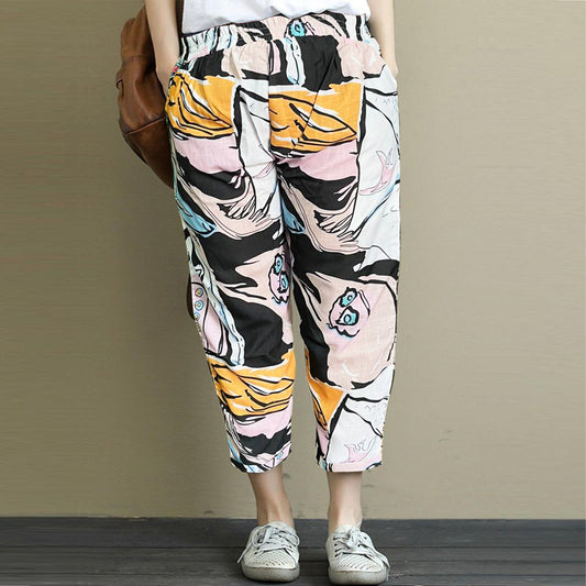 Abstract Graphic Art Pajama Capri For Womens & Girls