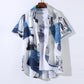 Men Random Blue Newspaper & Brown Graphic Print Shirt Without Tee (Pack of 2 Pcs)