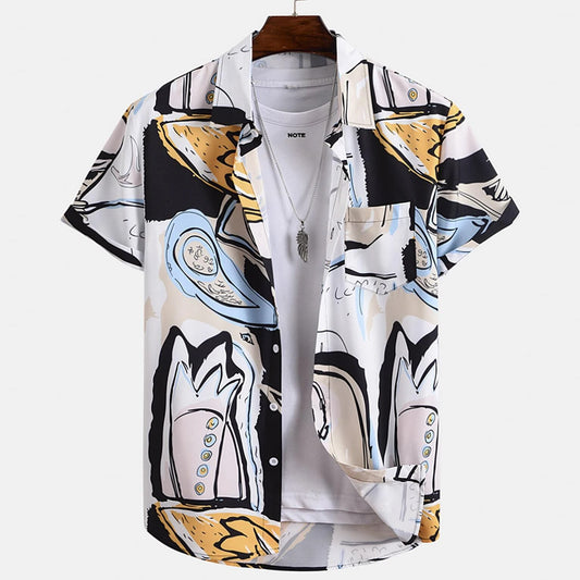Men Random Abstract Graphic Print Shirt Without Tee