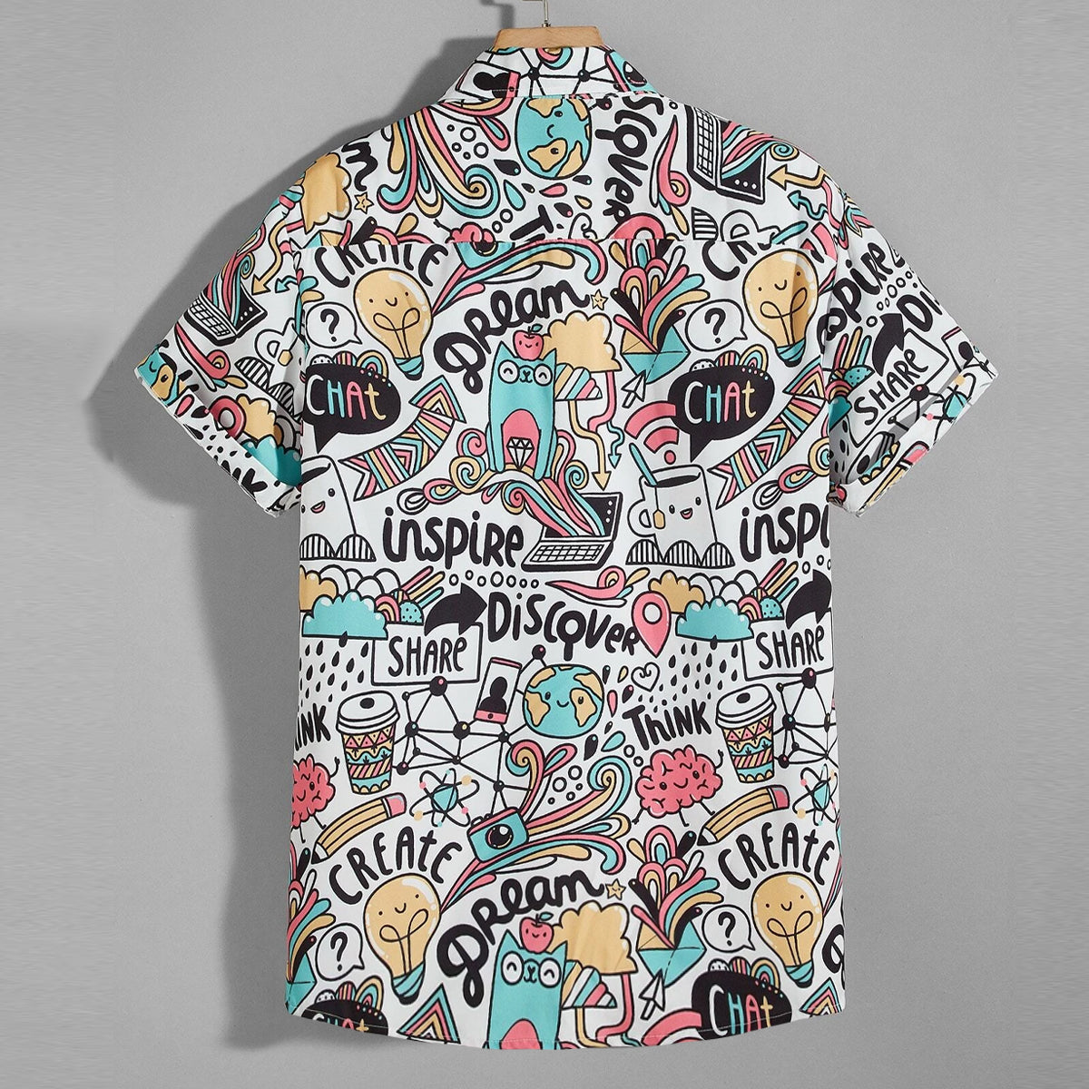 Men Random Text Chat Graphic Print Shirt Without Tee