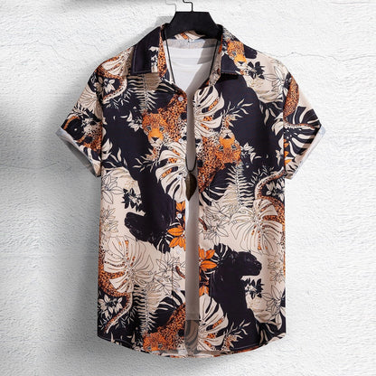 Men Random Black Leopard Print Shirt Without Tee