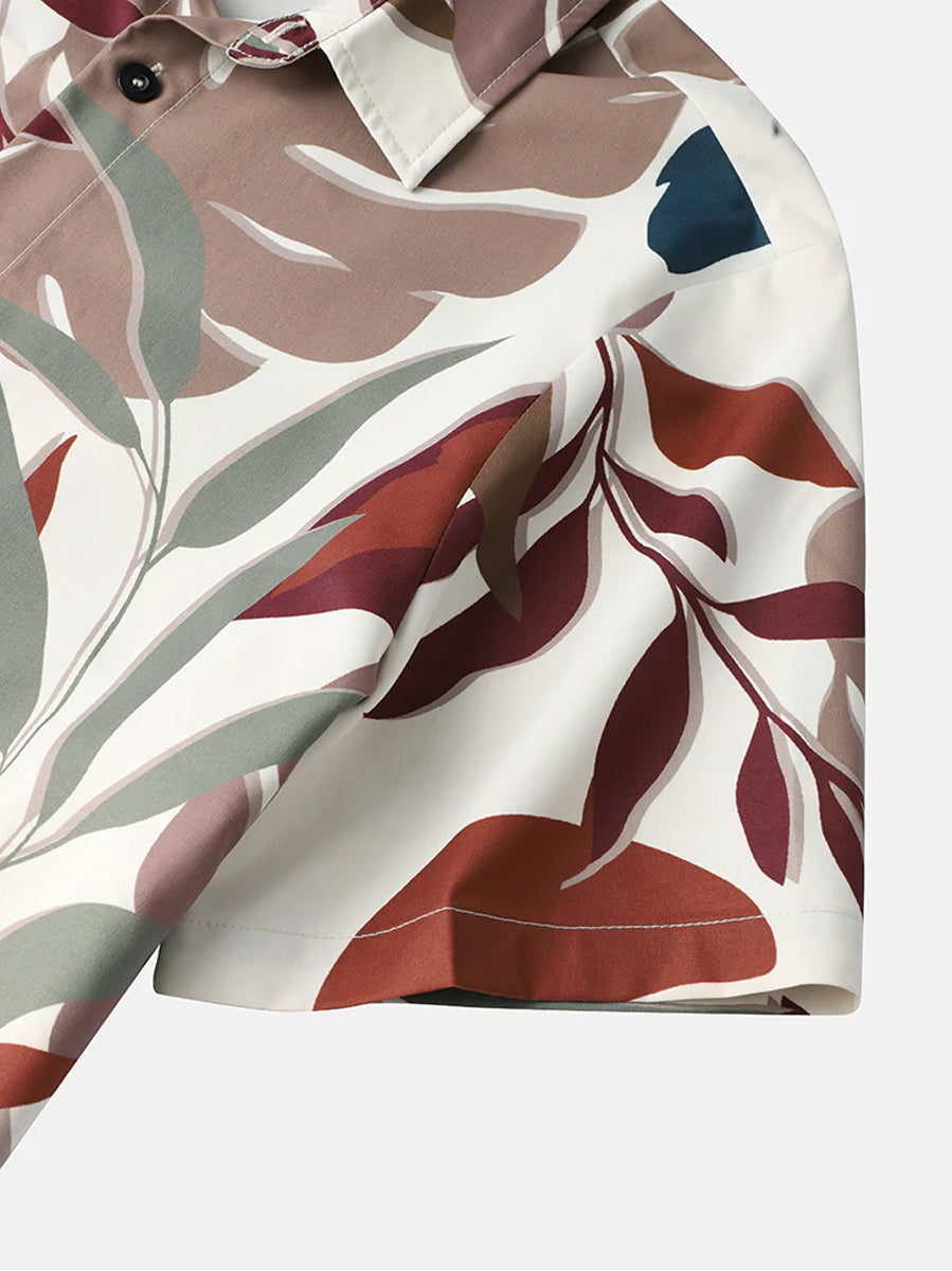 Men Random Split Leaf Pattern Shirt – Evalaxy