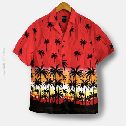 Men's Red Palm Tree Oversized Shirt