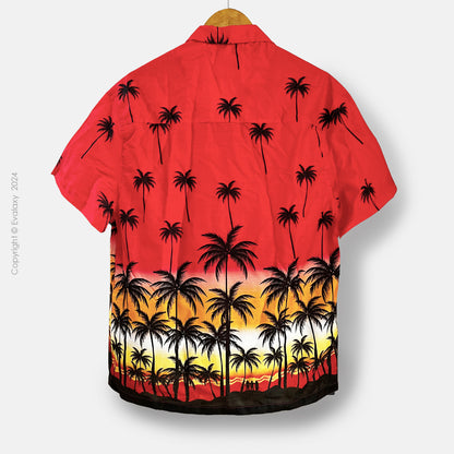 Men's Red Palm Tree Oversized Shirt