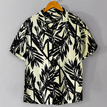 Lemon Yellow Brush Art All Over Printed Relaxed Fit Shirt