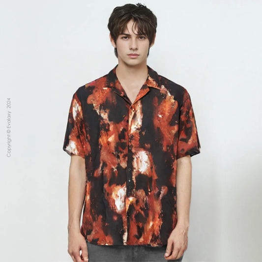 Abstract Fire All Over Printed Relaxed Fit Shirt