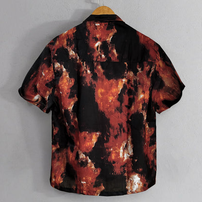 Abstract Fire All Over Printed Relaxed Fit Shirt