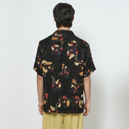 Black Floral All Over Printed Relaxed Fit Shirt