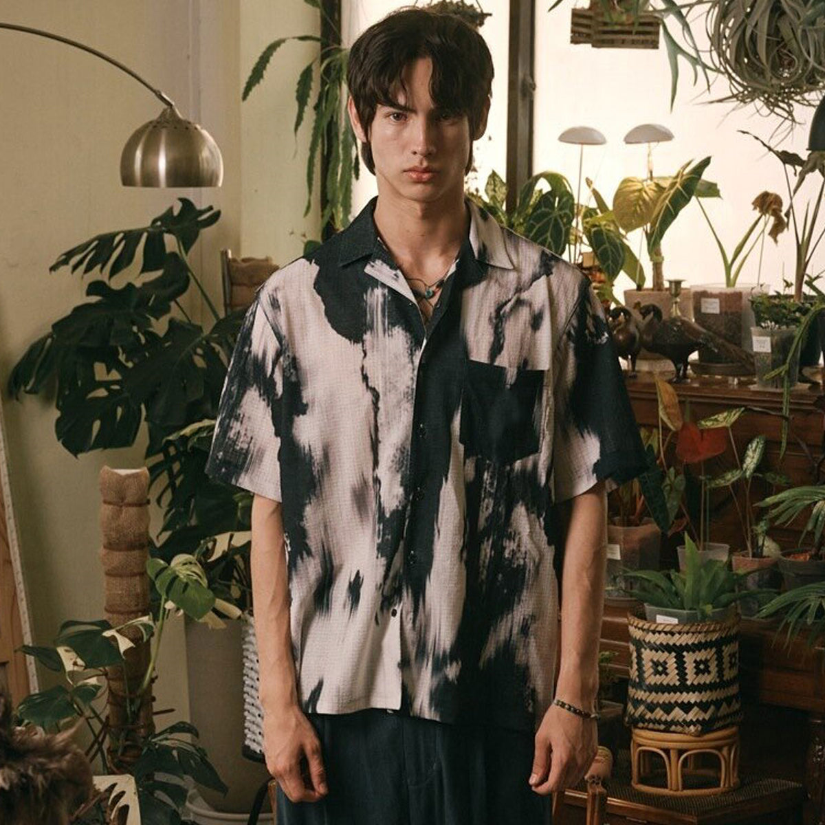 Abstract Black All Over Printed Relaxed Fit Shirt