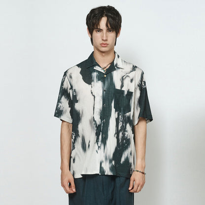 Abstract Black All Over Printed Relaxed Fit Shirt