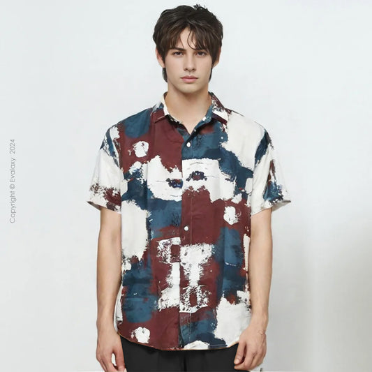 Off-White Maroon Splash Print Shirt