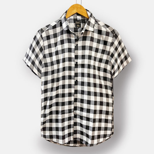 Men Grey n Black Checkered Shirt