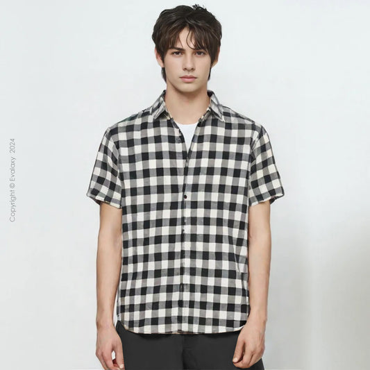 Men Grey n Black Checkered Shirt