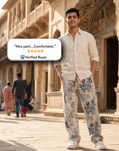 Evalaxy Vintage Bloom Printed Relaxed Pant for Men & Women