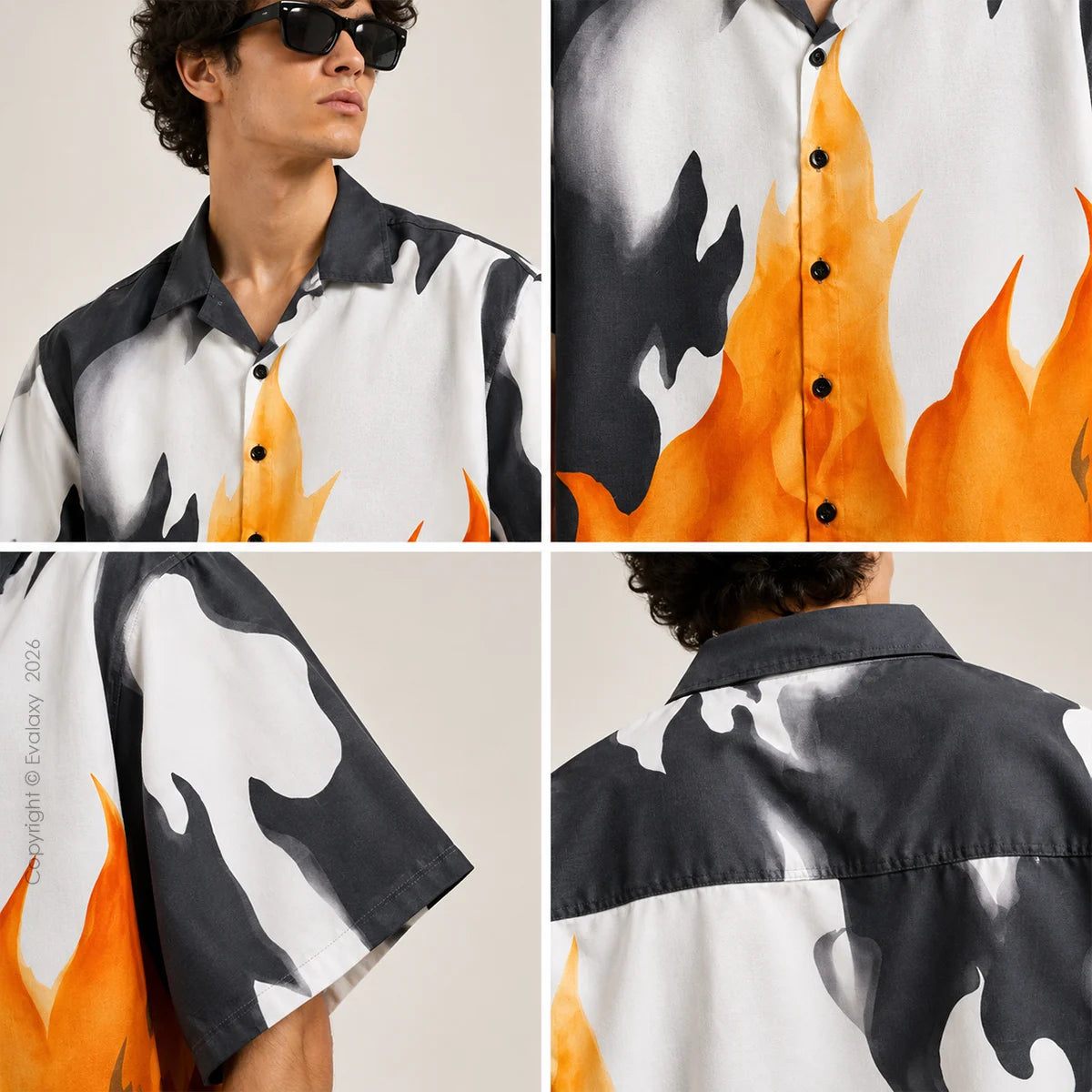 Oversized Flame Graphic Shirt For Men & Women