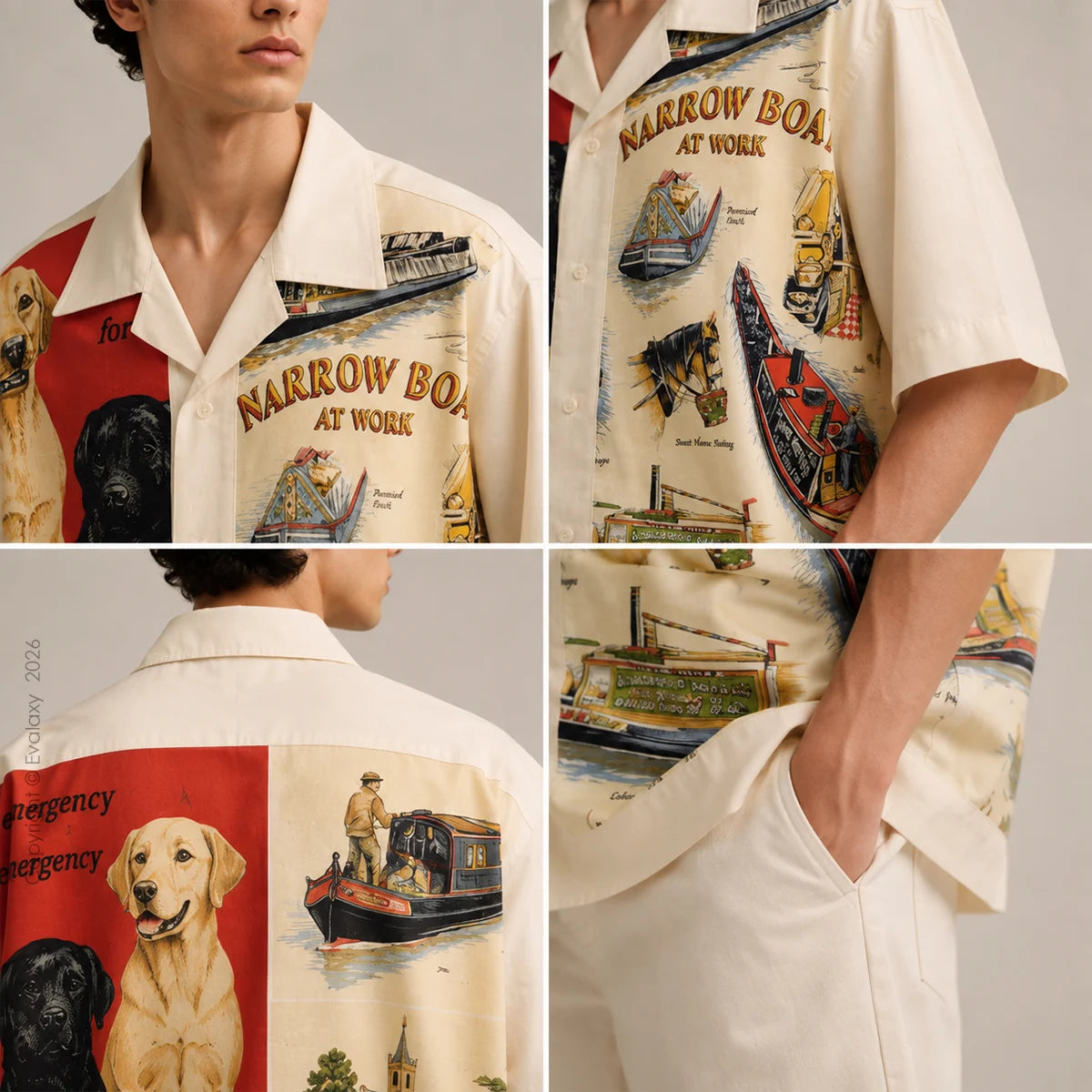 Vintage Dogs & Boats Printed Shirt for Men And Women – Premium Holiday Casual Wear