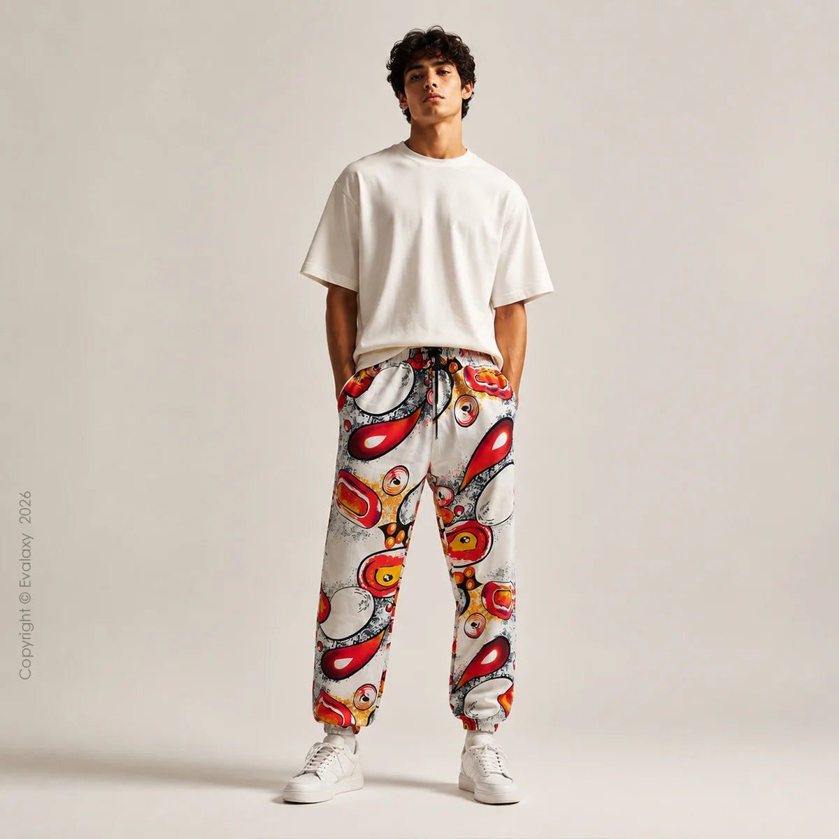 Random Abstract Orange Jogger Breathable Casual Harem Pants