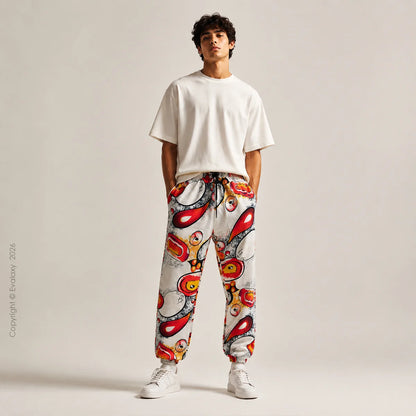 Random Abstract Orange Jogger Breathable Casual Harem Pants
