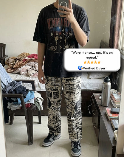Evalaxy Street Script Graphic Relaxed Pant for Men & Women