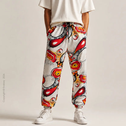 Random Abstract Orange Jogger Breathable Casual Harem Pants