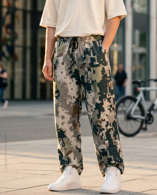 Urban Pixel Camouflage Baggy Pants For Men And Women