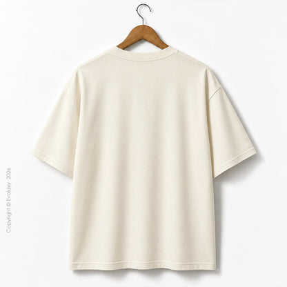 Triple Horse Graphic OffWhite Oversized T-Shirt – 240 GSM Premium Cotton