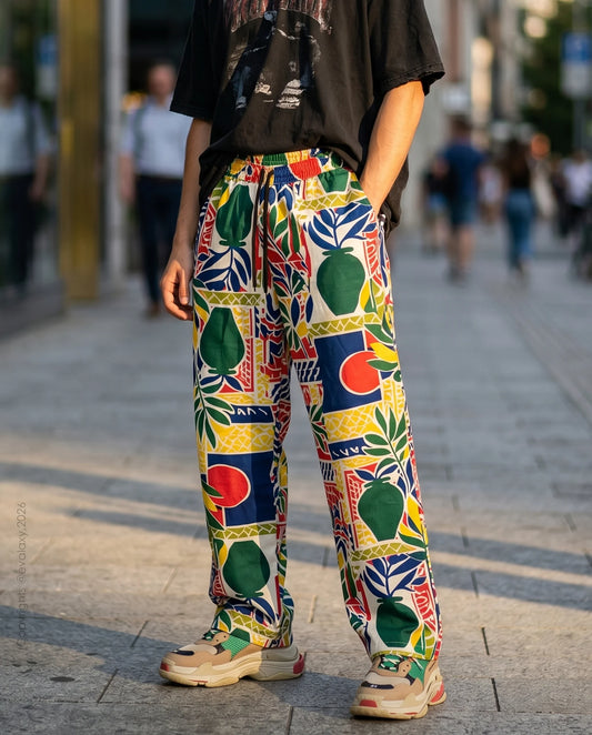 Tropical Pop Art Wide Leg Pants For Men And Women