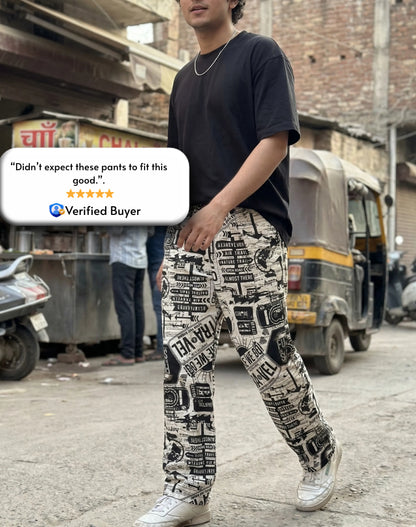 Evalaxy Street Script Graphic Relaxed Pant for Men & Women