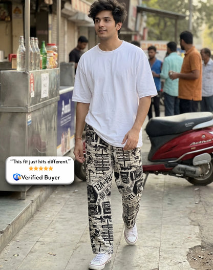Evalaxy Street Script Graphic Relaxed Pant for Men & Women