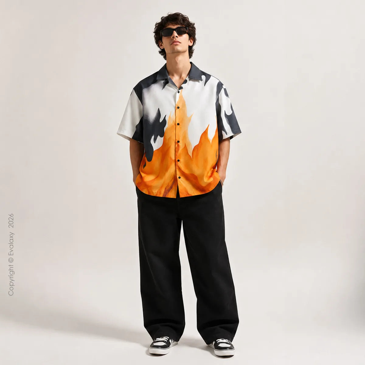 Oversized Flame Graphic Shirt For Men & Women
