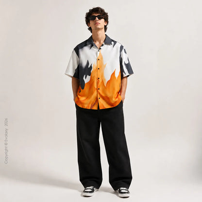 Oversized Flame Graphic Shirt For Men & Women