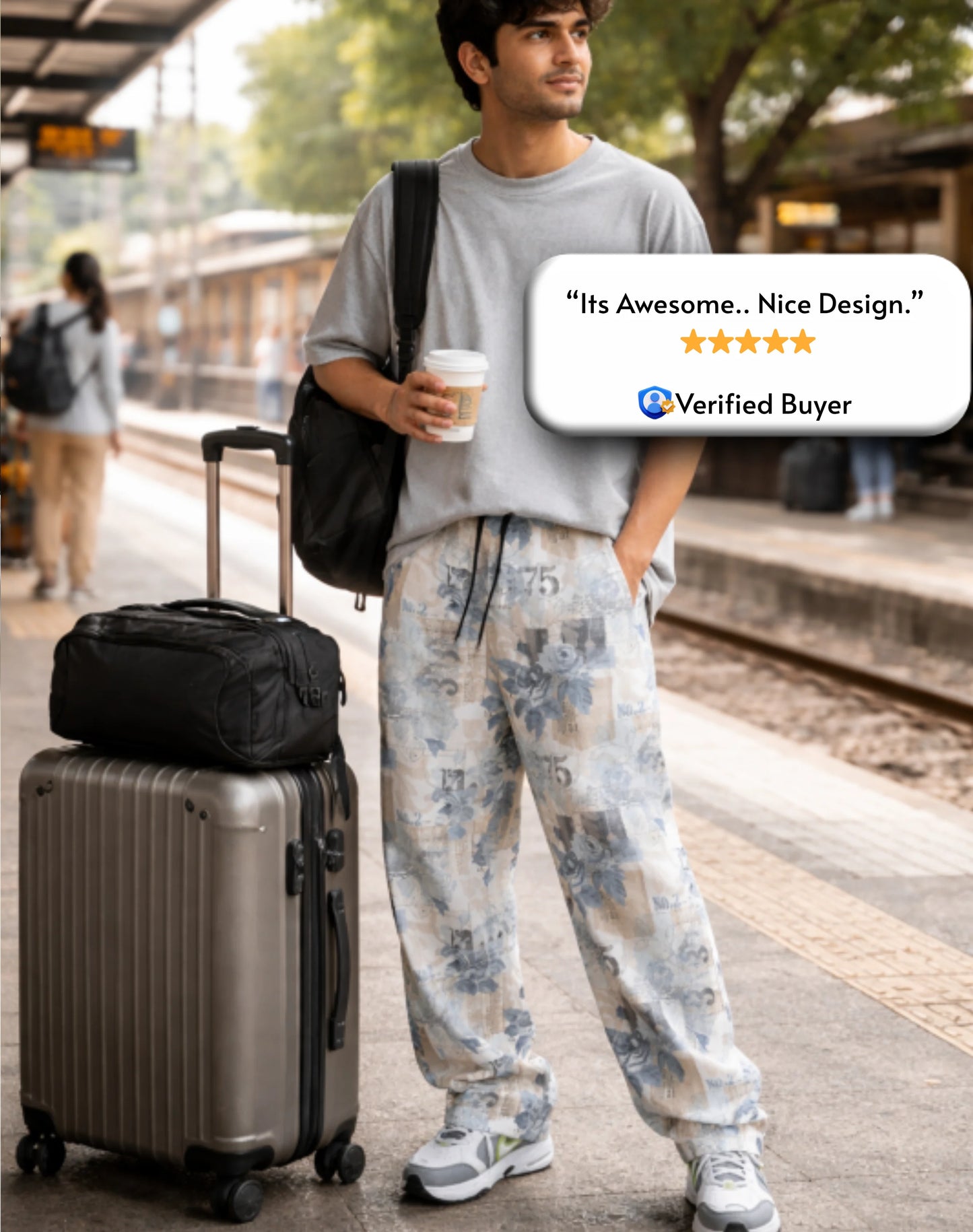 Evalaxy Vintage Bloom Printed Relaxed Pant for Men & Women