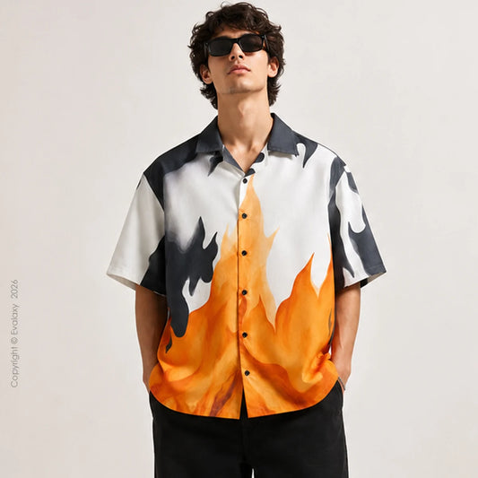 Oversized Flame Graphic Shirt For Men & Women
