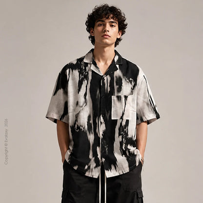 Abstract Black All Over Printed Relaxed Fit Shirt