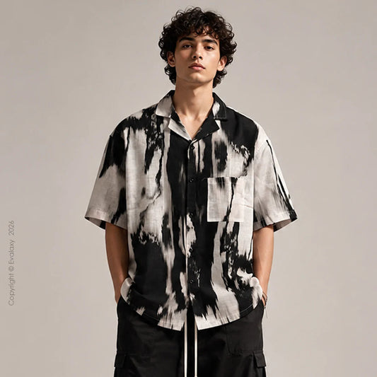 Abstract Black All Over Printed Relaxed Fit Shirt