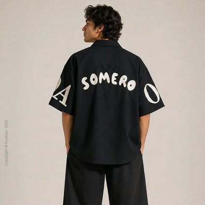 Bora Black Graphic Oversized Half Sleeve Shirt For Men & Women