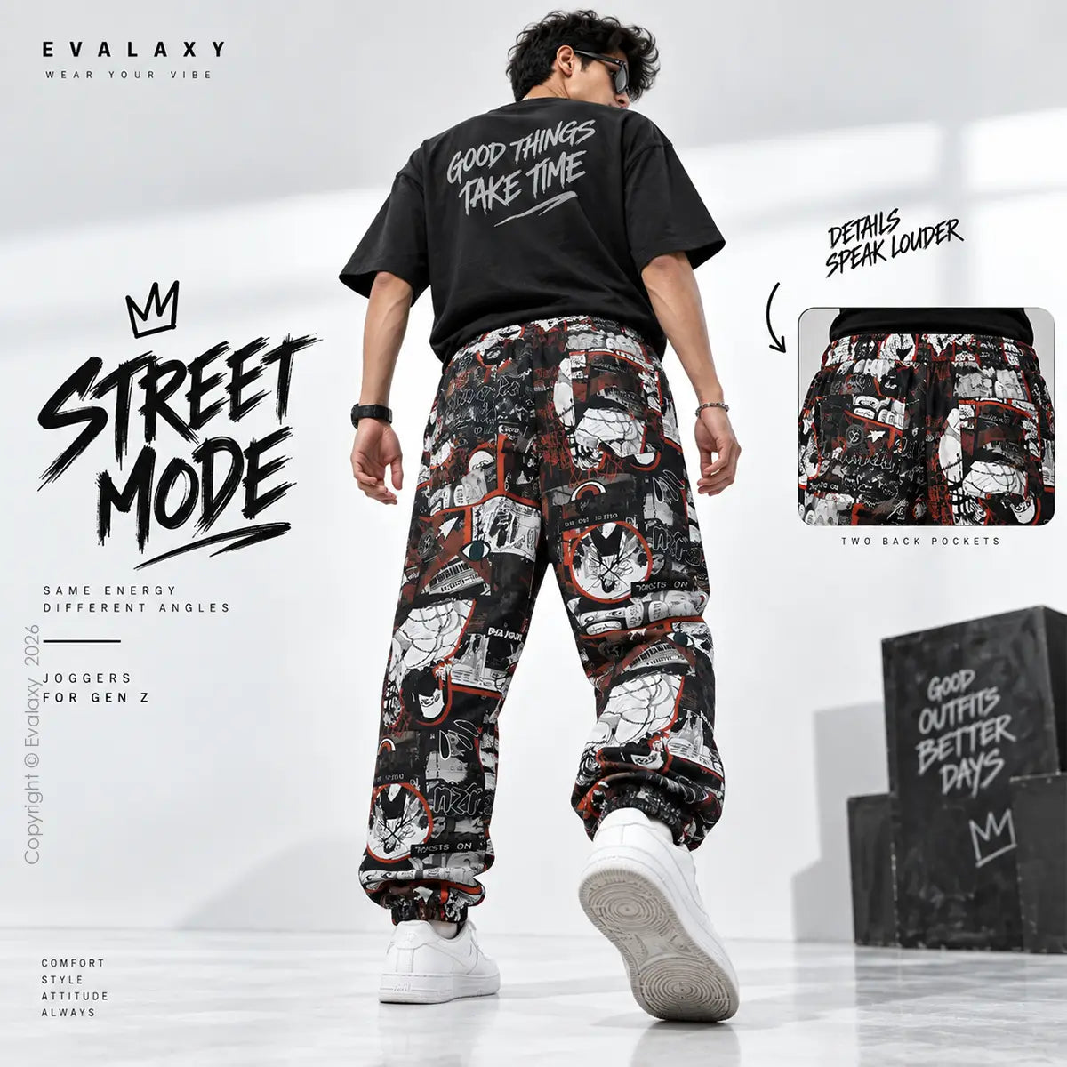 Evalaxy Urban Graphic Joggers – Unisex Streetwear Fit