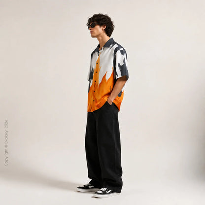 Oversized Flame Graphic Shirt For Men & Women
