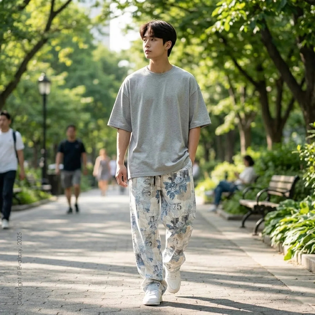 Evalaxy Vintage Bloom Printed Relaxed Pant for Men & Women