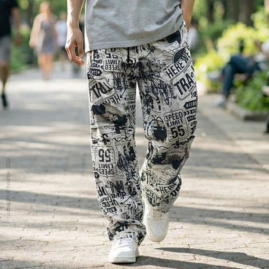 Evalaxy Street Script Graphic Relaxed Pant for Men & Women