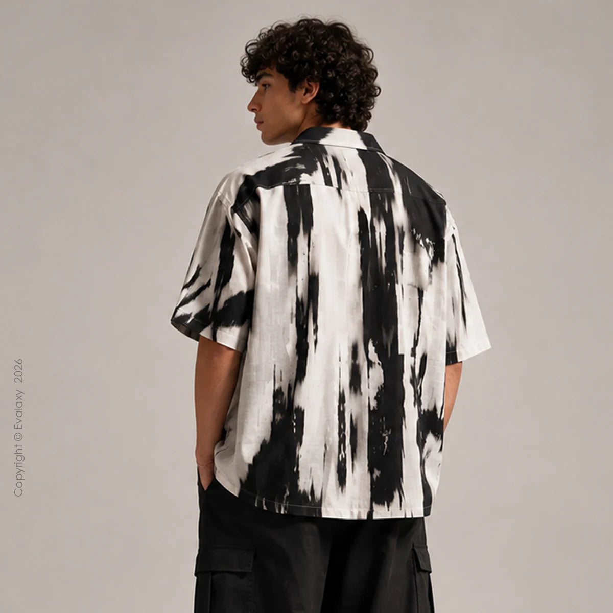 Abstract Black All Over Printed Relaxed Fit Shirt