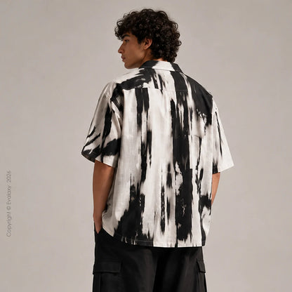 Abstract Black All Over Printed Relaxed Fit Shirt