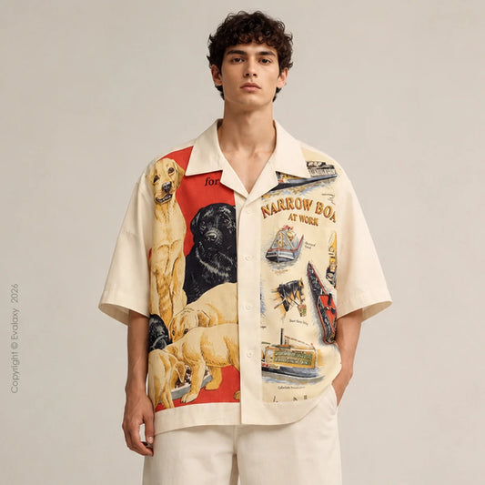 Vintage Dogs & Boats Printed Shirt for Men And Women – Premium Holiday Casual Wear