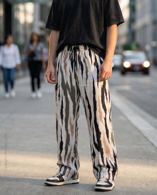 Zebra Wave Wide Leg Pants For Men And Women